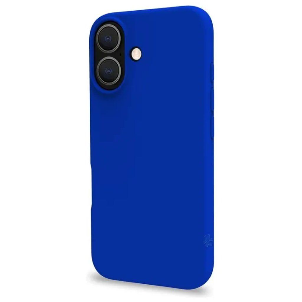 Celly Cromo Cover Blu per iPhone 16, TPU Soft-Touch