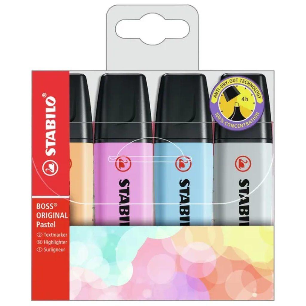 STABILO BOSS ORIGINAL Pastel – Set da 4 evidenziatori