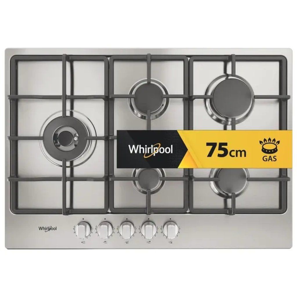 Whirlpool TGML 761 IX R Piano Cottura a Gas 73 cm, 5 Fuochi, Inox