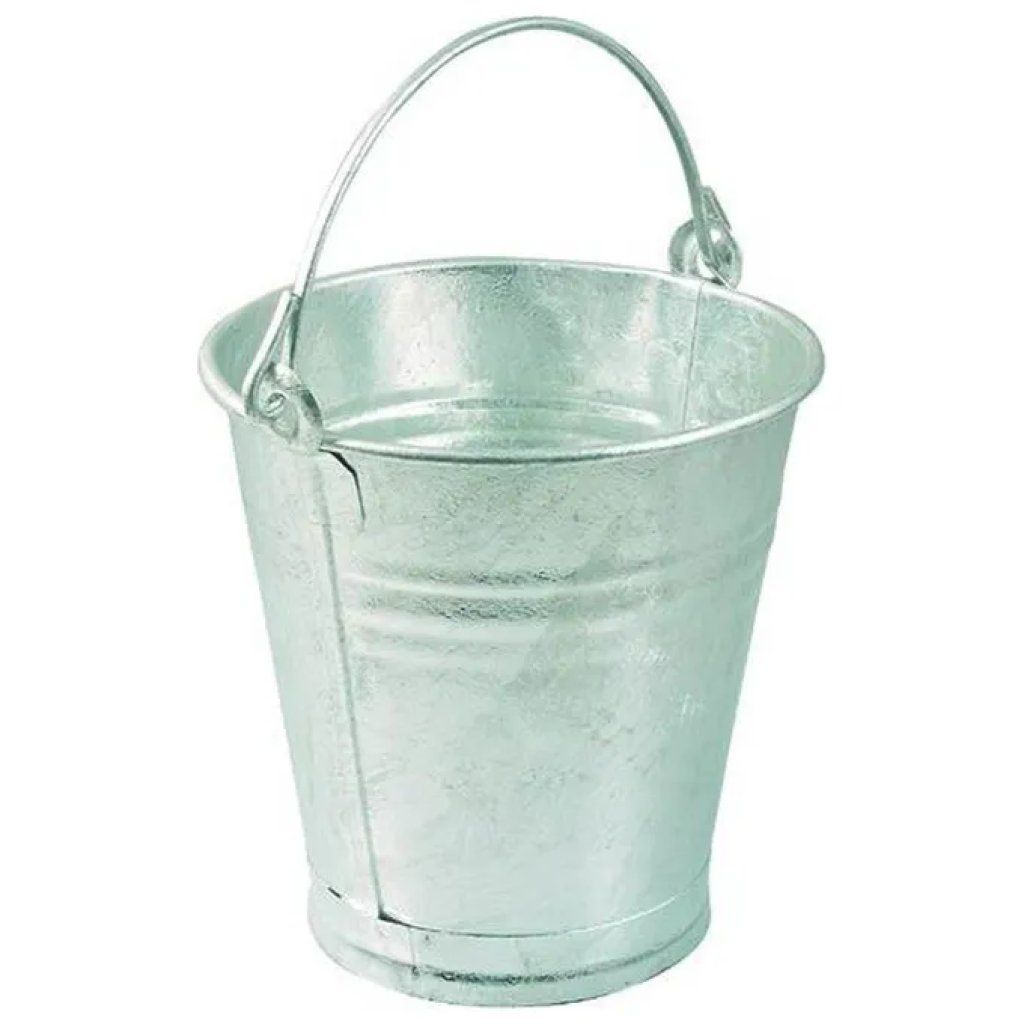 VIGOR-BLINKY Secchia zincata rigata Vigor Blinky 12 L con manico in legno