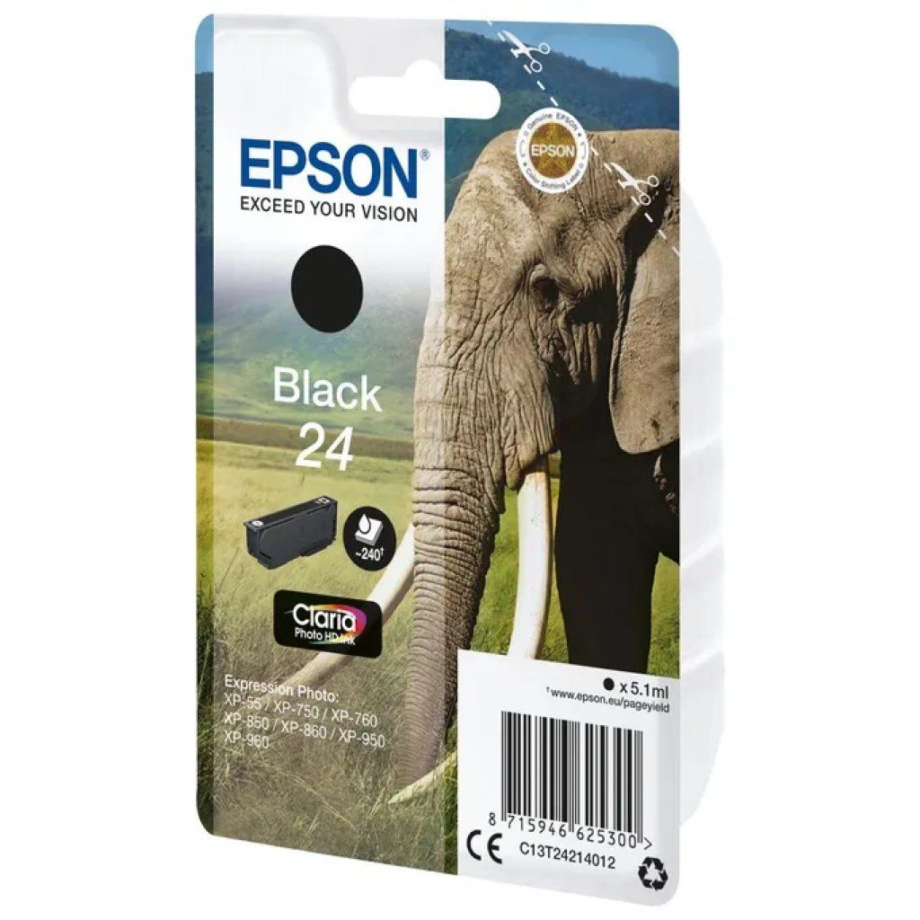 Epson Cartuccia Originale Epson 24 Elefante Nera C13T24214022