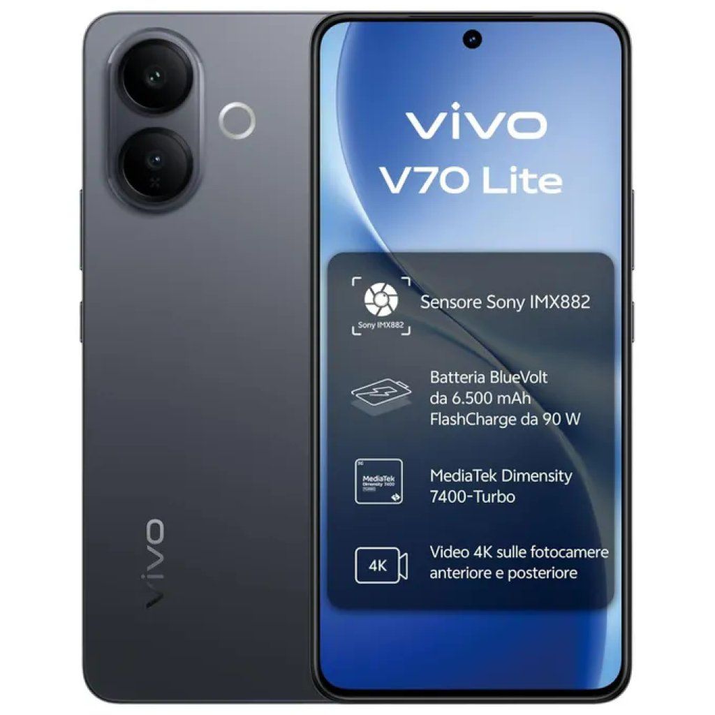 VIVO V70 Lite 5G 6GB/256GB, AMOLED 6,77″, Nero VIVO V70 Lite 5G 6GB/256GB, AMOLED 6,77″, Nero