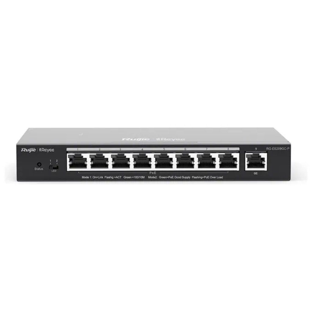 Ruijie Networks Ruijie RG-ES209GC-P Switch Gigabit PoE+ a 8 porte, budget 120 W Ruijie Networks Ruijie RG-ES209GC-P Switch Gigabit PoE+ a 8 porte, budget 120 W