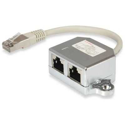 Equip 127608 Divisore Ethernet RJ45 schermato, 1 plug e 2 prese, cavo 15 cm