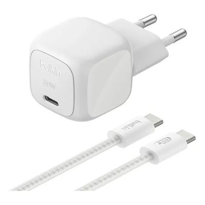 Belkin BoostCharge caricatore USB-C GaN 30 W con cavo intrecciato da 2 m – Indaco