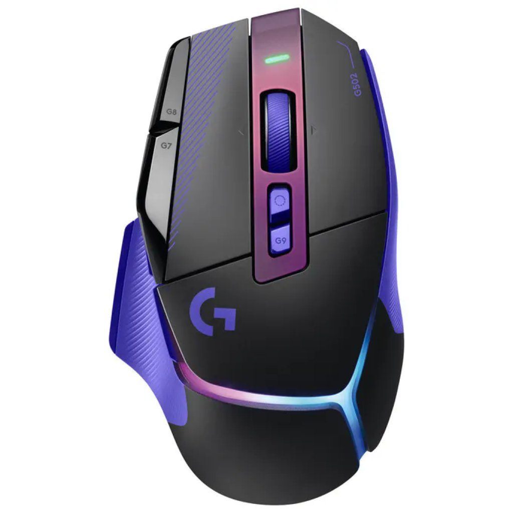 Logitech G502 X PLUS Mouse Gaming Wireless e USB-C, 44.000 DPI, Nero e Viola