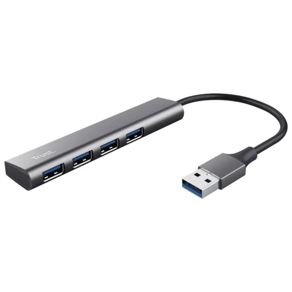 Trust Halyx Hub USB 3.2 Gen 1 a 4 porte, Nero e Grigio Trust Halyx Hub USB 3.2 Gen 1 a 4 porte, Nero e Grigio
