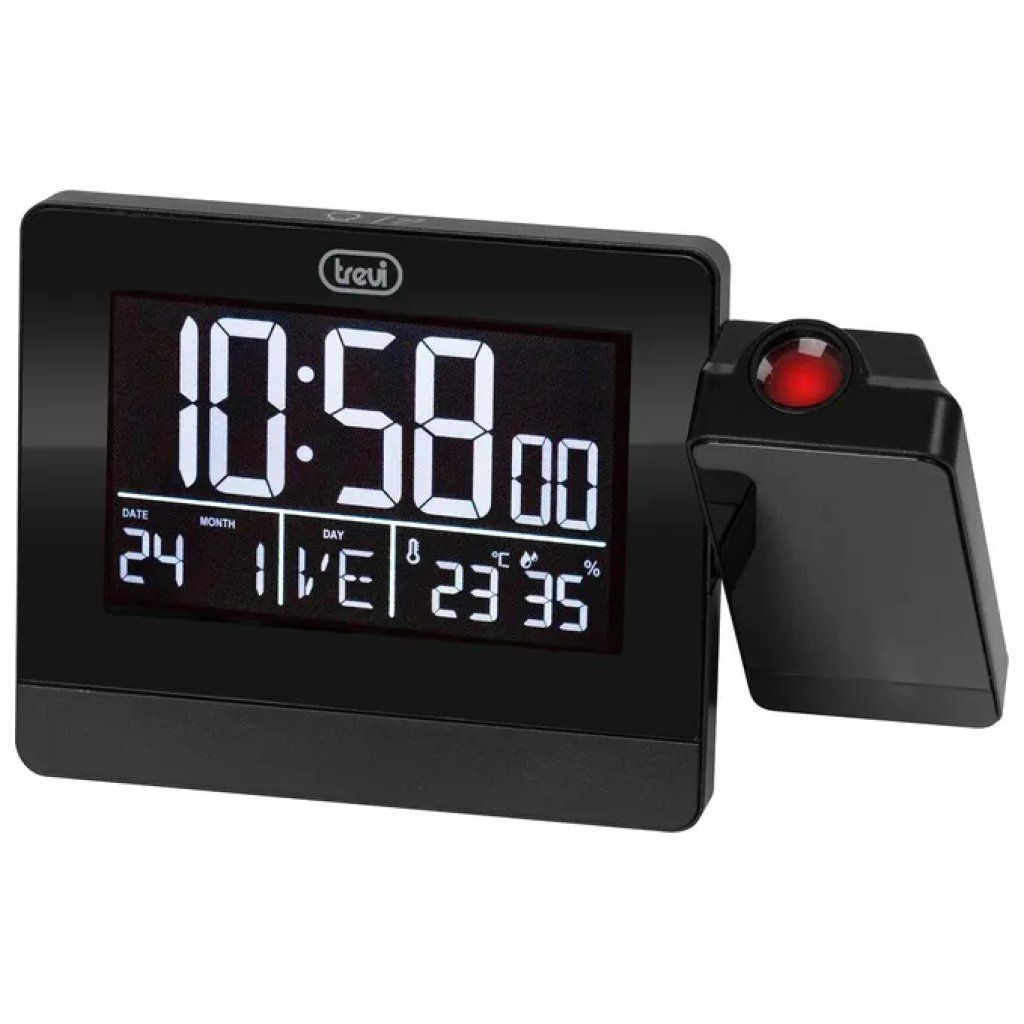 Trevi EC 884 PJ – Sveglia digitale con proiezione, temperatura e umidità, nera