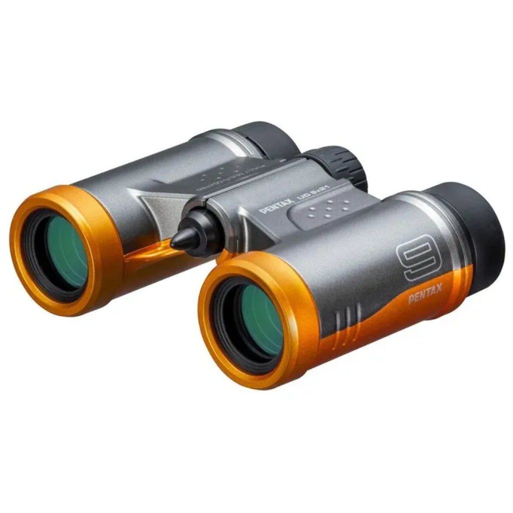 Pentax UD 9x21 – Binocolo compatto grigio e arancione Pentax UD 9x21 – Binocolo compatto grigio e arancione