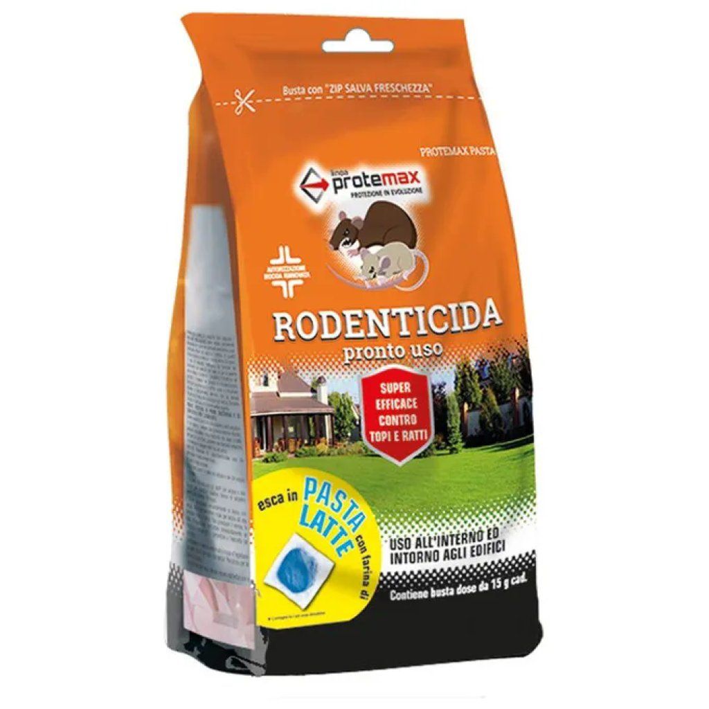 PROTEMAX Esca Rodenticida in Pasta Blu per Topi e Ratti, 10 Bustine da 15 g PROTEMAX Esca Rodenticida in Pasta Blu per Topi e Ratti, 10 Bustine da 15 g