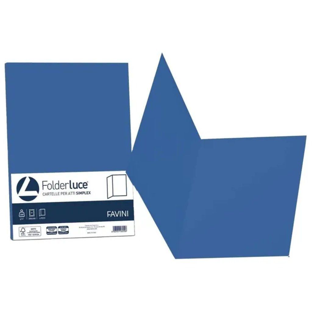 CARTOTECNICA FAVINI Favini Luce e Acqua Cartelline in Cartoncino A4 Blu di Prussia, 50 Pezzi