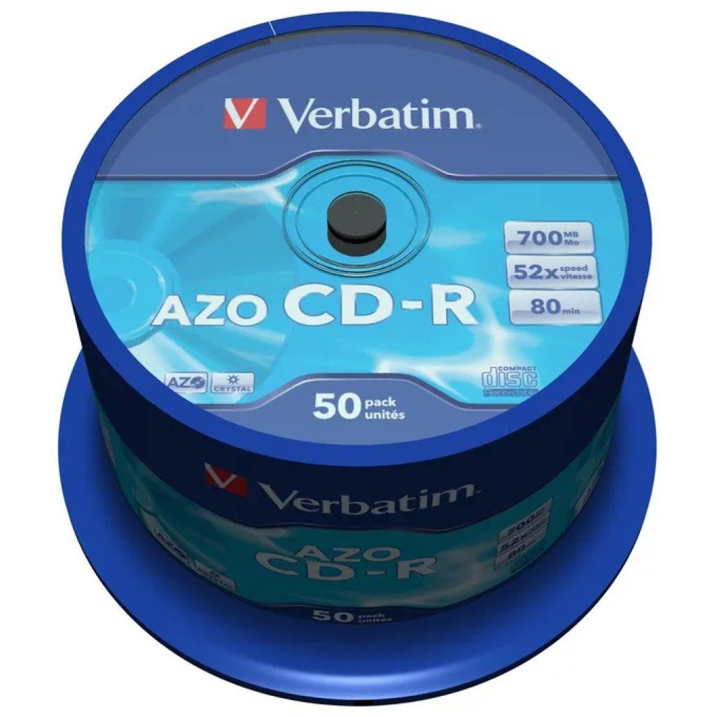 Verbatim AZO Crystal CD-R 700 MB, 52x, spindle da 50 pezzi Verbatim AZO Crystal CD-R 700 MB, 52x, spindle da 50 pezzi