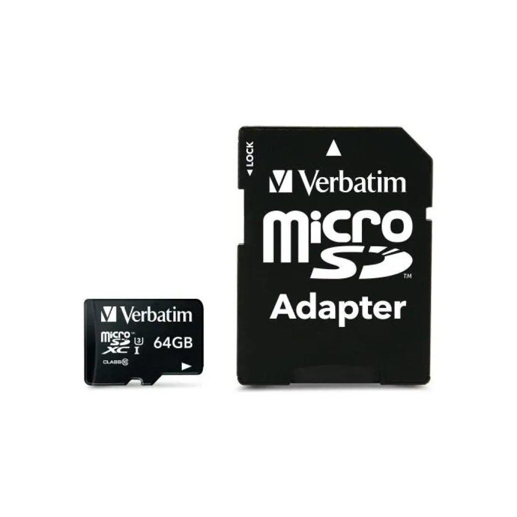 Verbatim Pro microSDXC 64 GB UHS-I U3 con adattatore SD