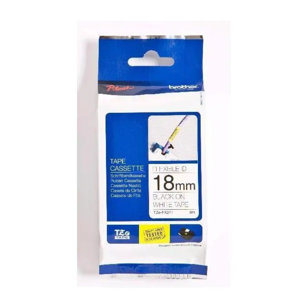 Brother TZe-FX241 Nastro Laminato Flessibile 18 mm, Nero su Bianco Brother TZe-FX241 Nastro Laminato Flessibile 18 mm, Nero su Bianco