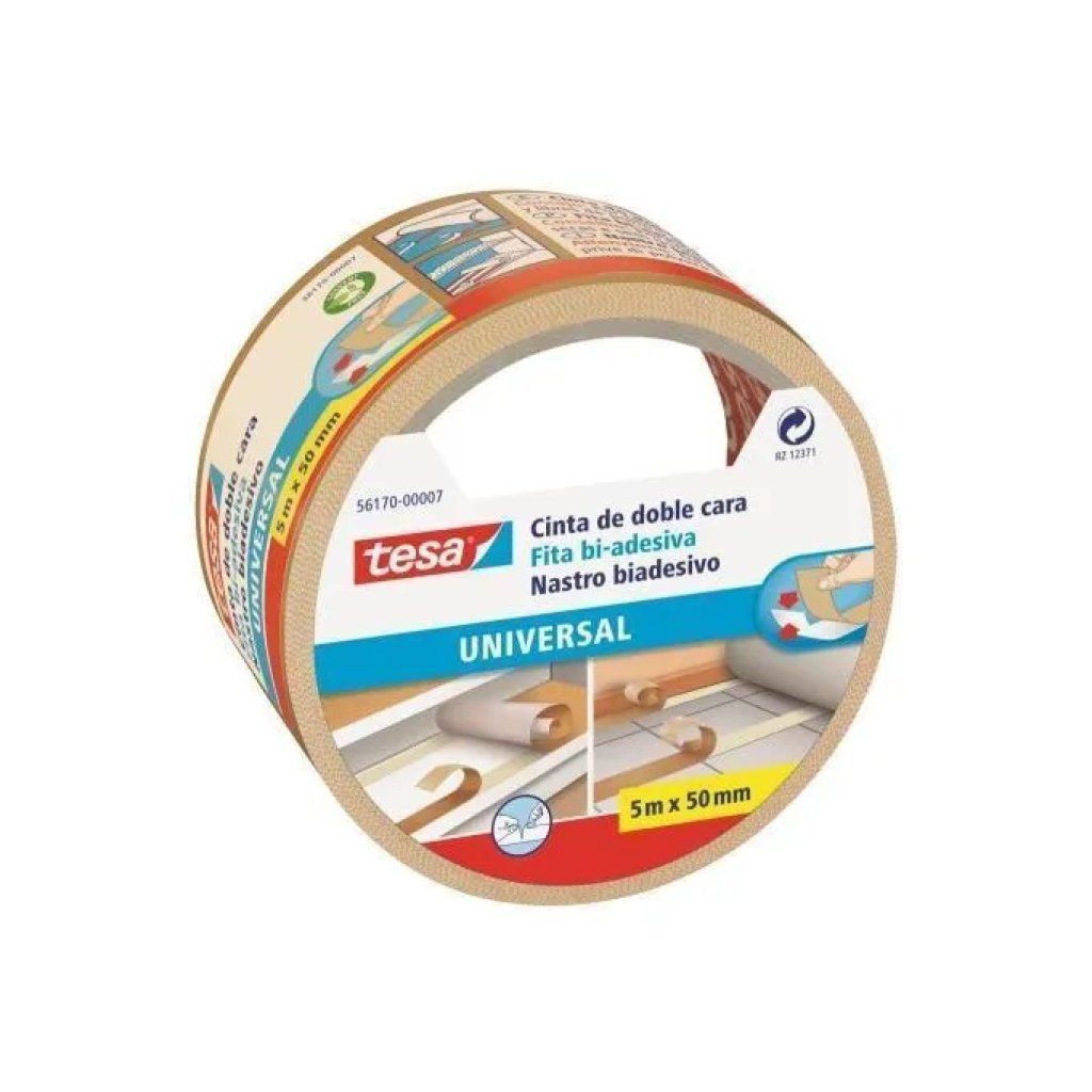 TESA Nastro Biadesivo Universale in OPP, 50 mm x 5 m, Bianco