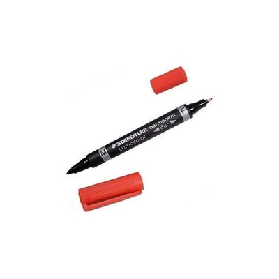 Staedtler Lumocolor Duo 348-2 – Marcatore Permanente Rosso, Confezione da 10