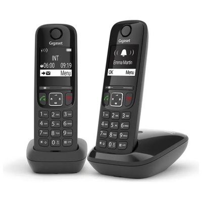 Gigaset AS690 DUO Telefono Cordless DECT 2 Cornette Vivavoce Rubrica 100 Voci Display LCD Retroilluminato