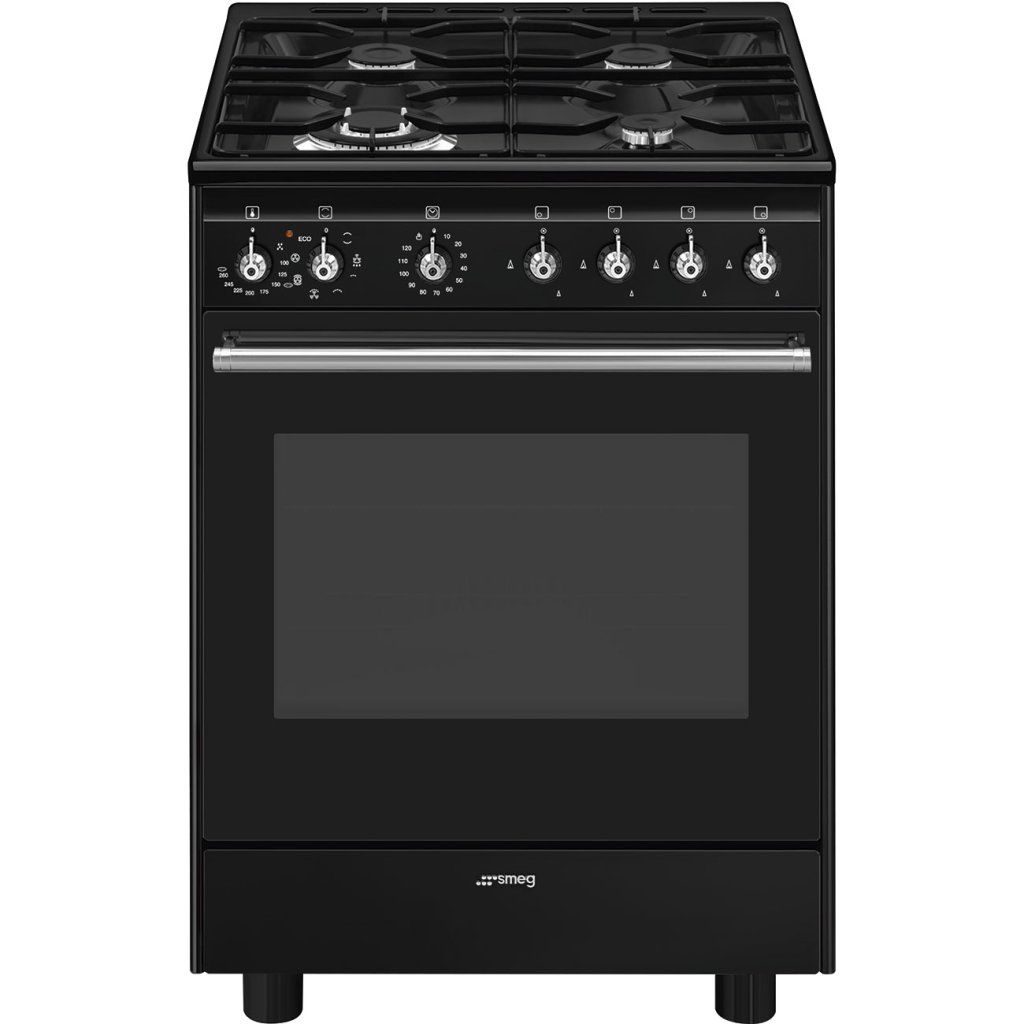SMEG CX61GMBL Cucina a Gas 60 cm con Forno Elettrico, Nera