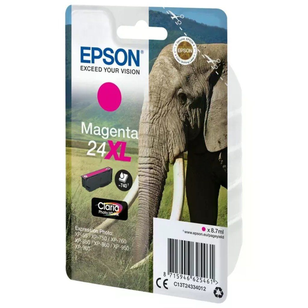 Epson C13T24334022 Elephant Cartuccia Inchiostro 24XL Claria Photo HD Inkjet 8