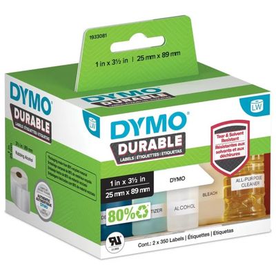 DYMO 1933081 Etichette Durevoli Originali Poliestere Bianco 25mm x 89mm 700 Etichette Autoadesive Per