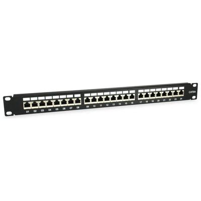 Equip Patch Panel 24 Porte RJ45 Cat6a Schermato, 1U, Nero