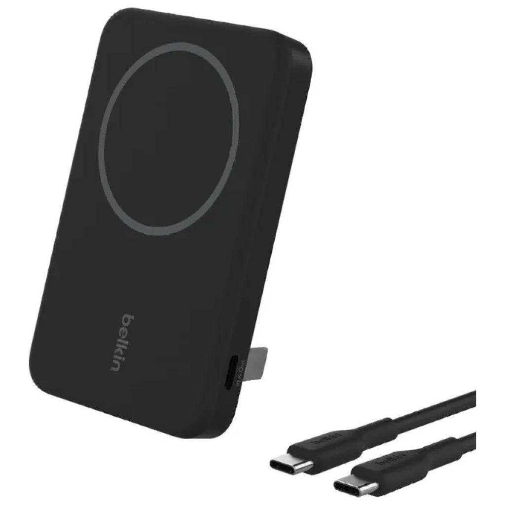 Belkin BoostCharge Pro Power Bank Qi2 15 W da 5000 mAh con MagSafe e Supporto Integrato - Nero