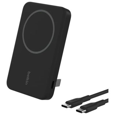Belkin BoostCharge Pro Power Bank Qi2 15 W da 5000 mAh con MagSafe e Supporto Integrato - Nero