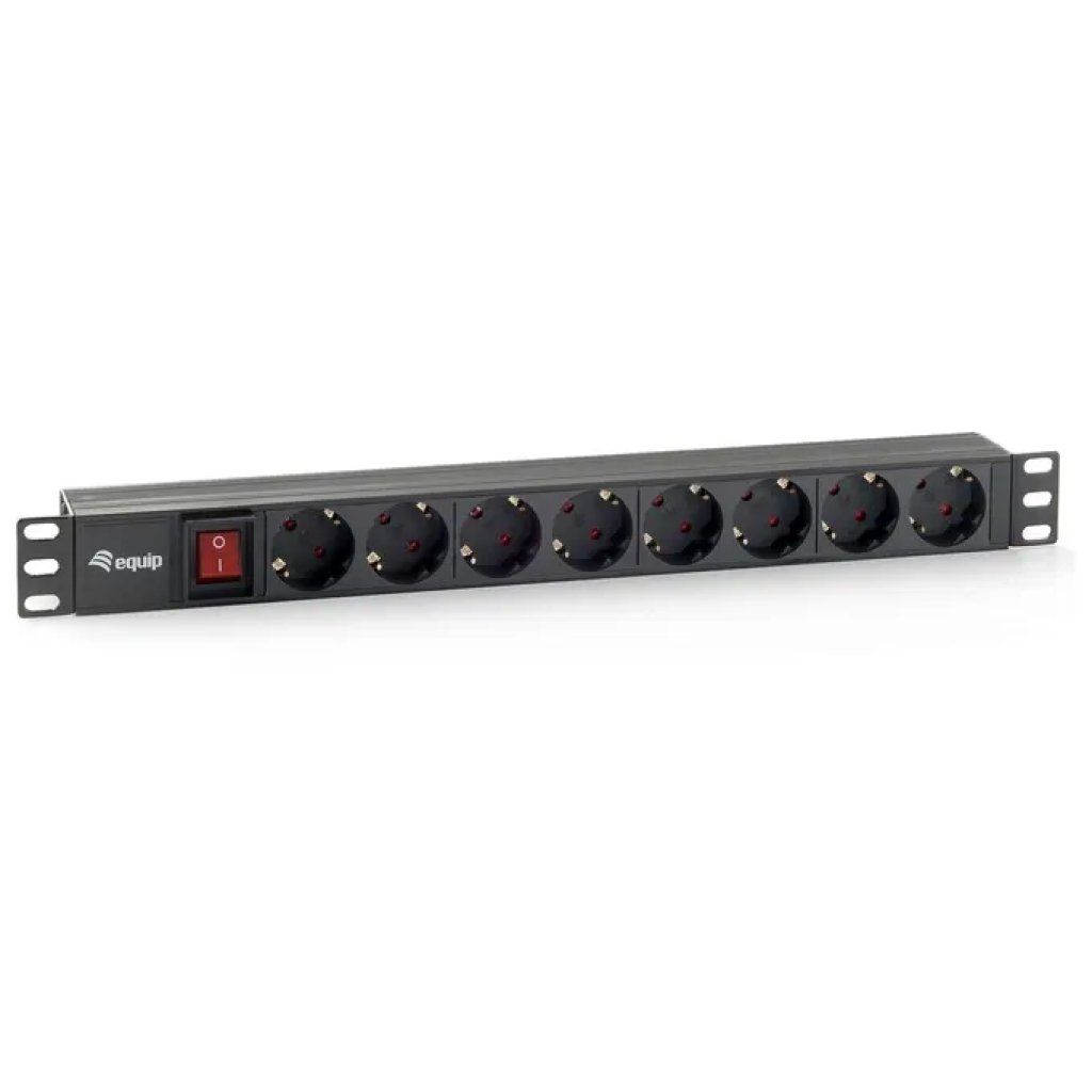 EQUIP 333283 PDU rack 19" 1U con 8 prese AC, 16 A, cavo 1,8 m, nera