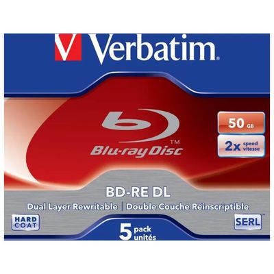 Verbatim Blu-ray BD-RE DL 50 GB 2x – 5 dischi in Jewel Case Verbatim Blu-ray BD-RE DL 50 GB 2x – 5 dischi in Jewel Case