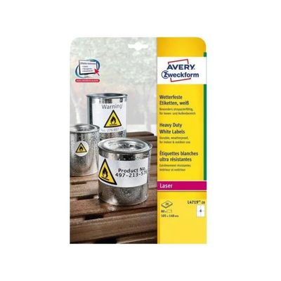 Avery L4719-20 Etichette in Poliestere Bianche 105 x 148 mm, 80 Pezzi
