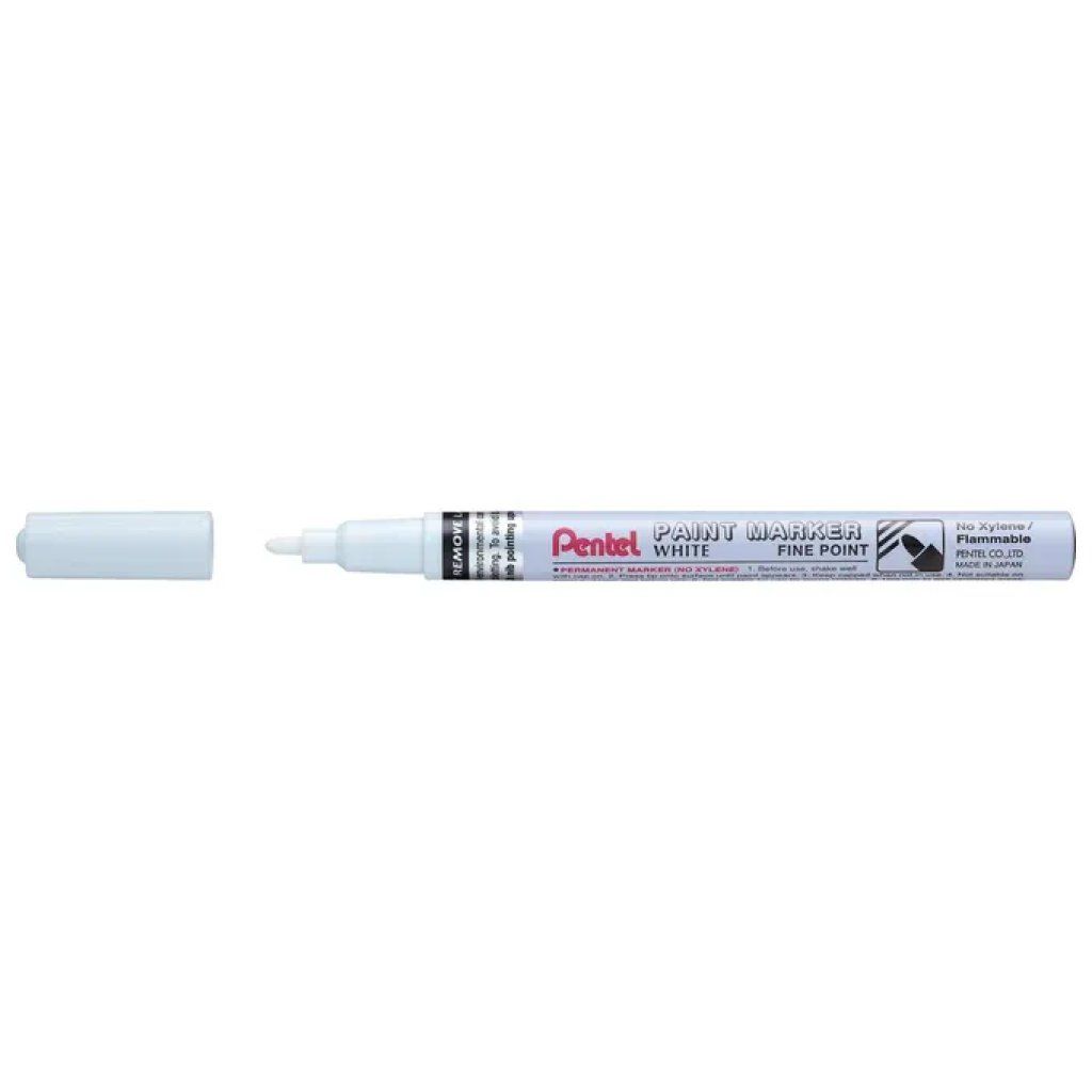 Pentel MSP10-W Marcatore a Vernice Bianco, Punta Fine, Confezione da 12