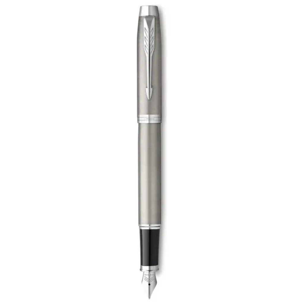 Parker 2143636 IM Stilografica Acciaio Inossidabile Spazzolato Tratto Medio 0,9 mm colore Nero