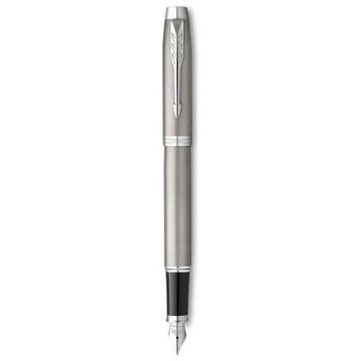 Parker 2143636 IM Stilografica Acciaio Inossidabile Spazzolato Tratto Medio 0,9 mm colore Nero