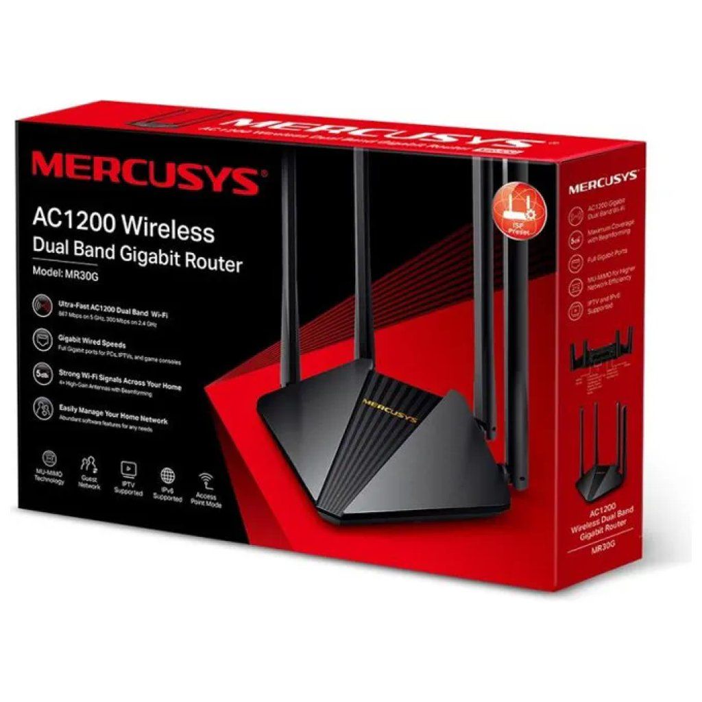 MERCUSYS MR30G Router Wi-Fi Dual Band AC1200 Gigabit MERCUSYS MR30G Router Wi-Fi Dual Band AC1200 Gigabit