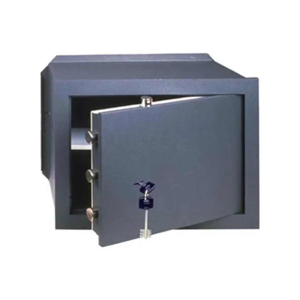 Cisa 82010 Cassaforte a Muro con Chiave a Doppia Mappa 6 Leve Sportello 10 mm 2 Catenacci 36x24x20 cm