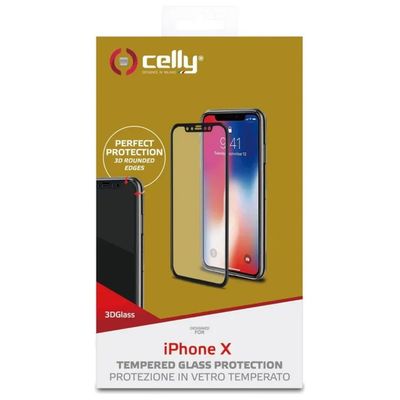 Celly 3D Glass Bianco per iPhone X – Vetro Temperato