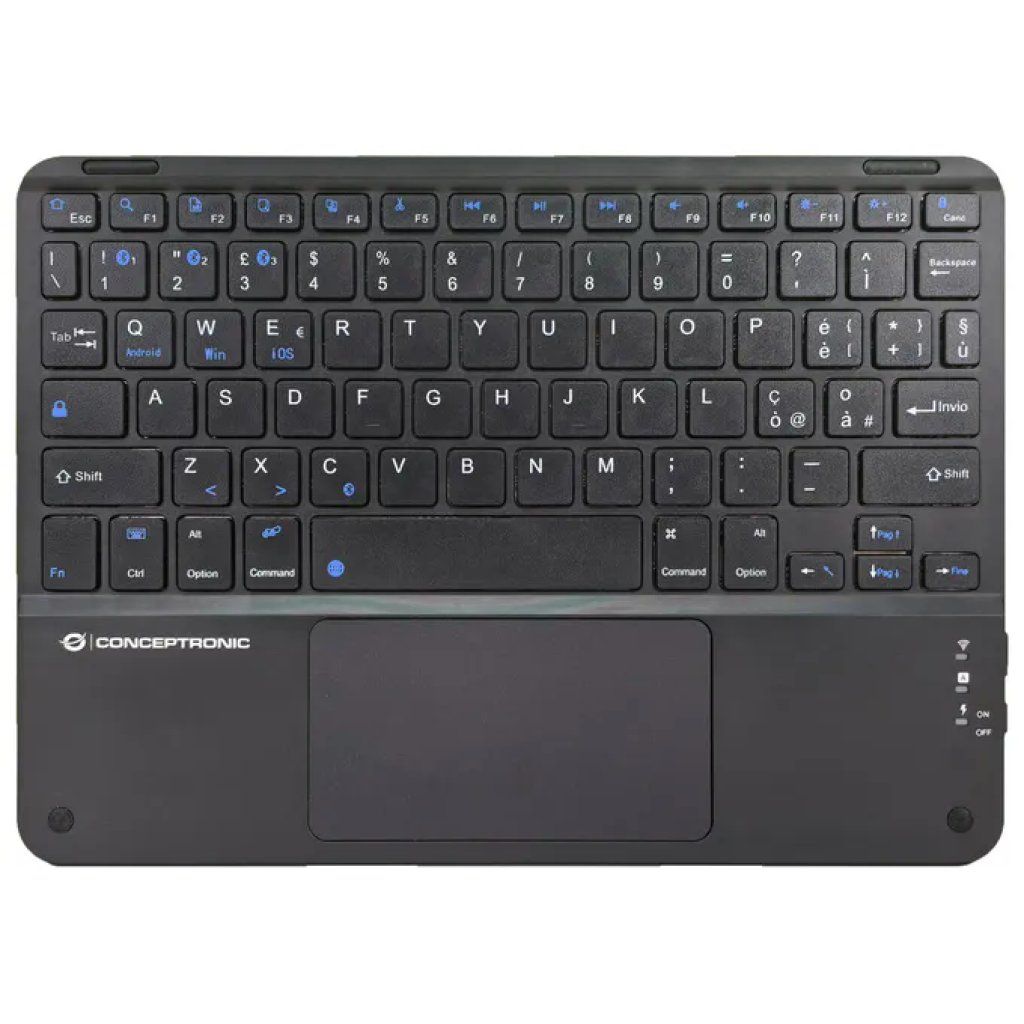 Conceptronic TOBIN01BIT – Tastiera Bluetooth QWERTY italiana con touchpad, nera Conceptronic TOBIN01BIT – Tastiera Bluetooth QWERTY italiana con touchpad, nera