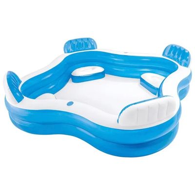 Intex 56475EP Piscina Gonfiabile Family Quadrata 4 Sedili 229x229x66 cm 990 L Vinile colore Multicolore