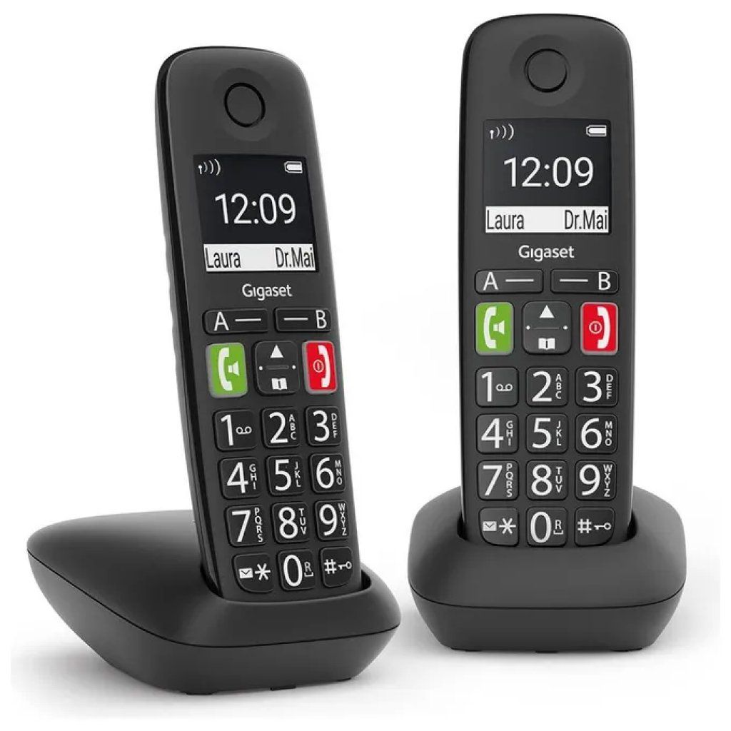 Gigaset E290 Duo Telefono Cordless DECT GAP Senior Display 2'' Vivavoce Rubrica 150 Voci Autonomia 10 ore