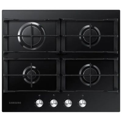 Samsung NA64H3010AK Piano cottura a gas da incasso, 60 cm, 4 fuochi, ghisa, nero