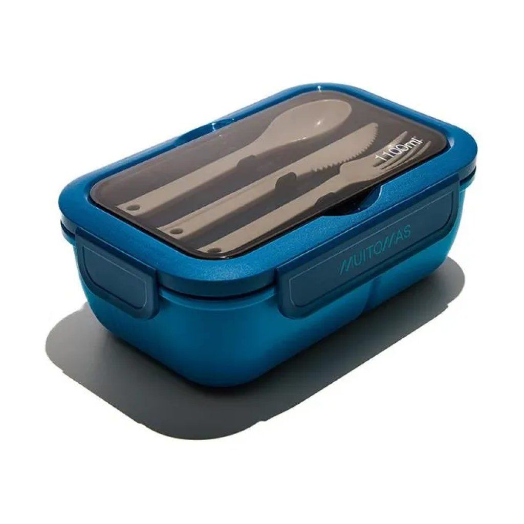Muitomas Lunch Box Small Blu 1,1 L con Posate Integrate
