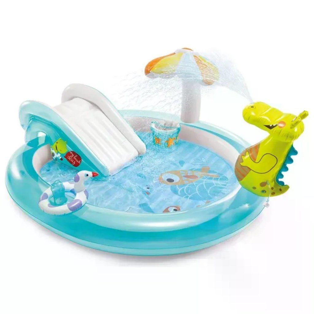 Intex Gator Play Center piscina gonfiabile per bambini con scivolo e spruzzo, 201 × 170 × 84 cm
