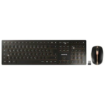 CHERRY DW 9100 SLIM Set Tastiera e Mouse Wireless, QWERTY Italiano, Nero/Bronzo