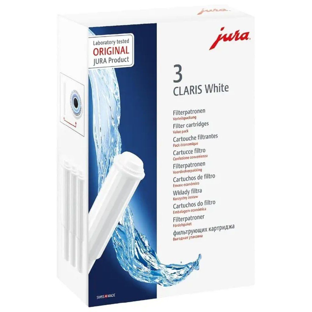 JURA Claris 68739 – Cartucce filtranti bianche, confezione da 3