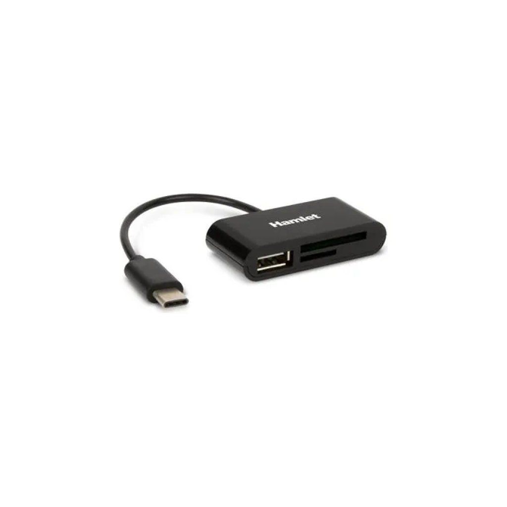 Hamlet XZR100UC Lettore Schede SD e MicroSD USB-C con Hub USB 2.0 OTG