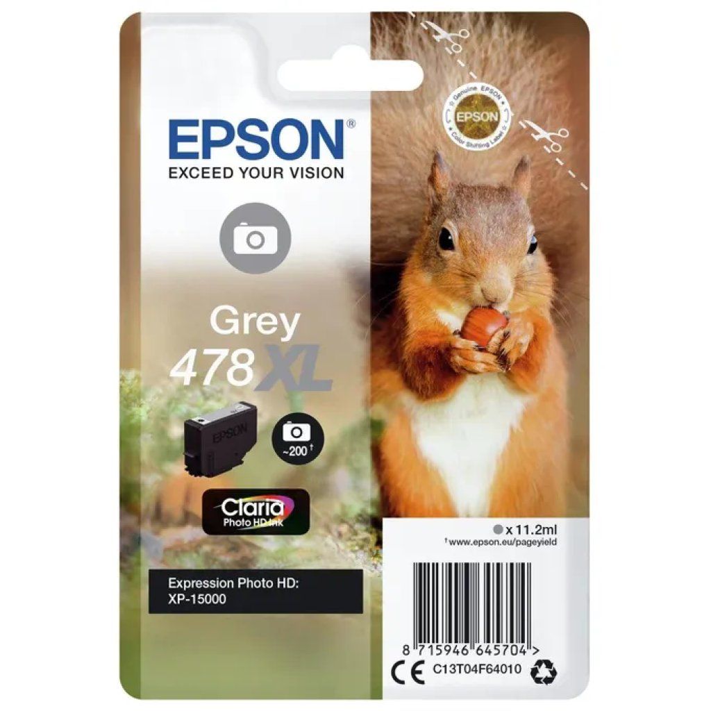 Epson 478XL Cartuccia Originale Grigia Claria Photo HD Epson 478XL Cartuccia Originale Grigia Claria Photo HD