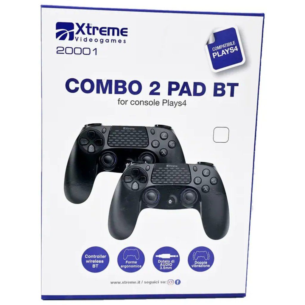 Xtreme Combo 2 – Coppia di Gamepad Bluetooth per PS4, Nero