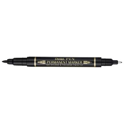 Pentel N75W-AE Marcatori Permanenti Neri Twin Tip, Confezione da 12 Pentel N75W-AE Marcatori Permanenti Neri Twin Tip, Confezione da 12