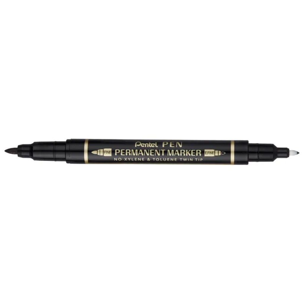 Pentel N75W-AE – Set da 12 marcatori permanenti neri a doppia punta