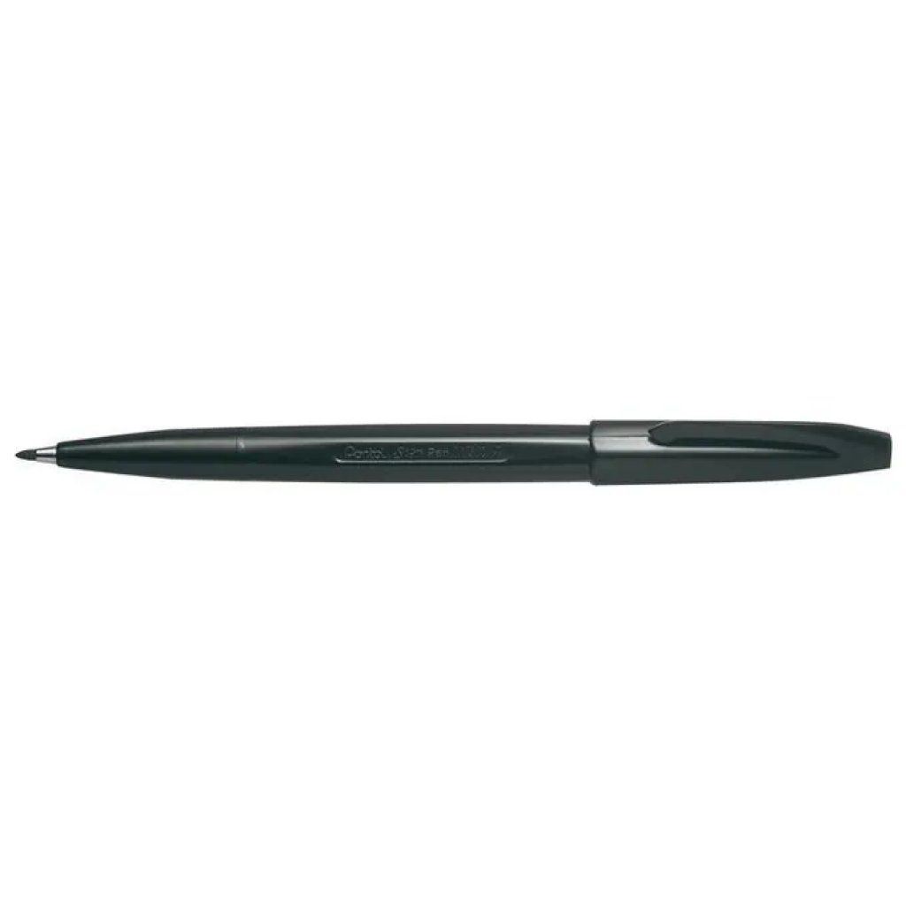 Pentel Sign Pen S520-A, pennarelli neri punta in fibra 2 mm, confezione da 12